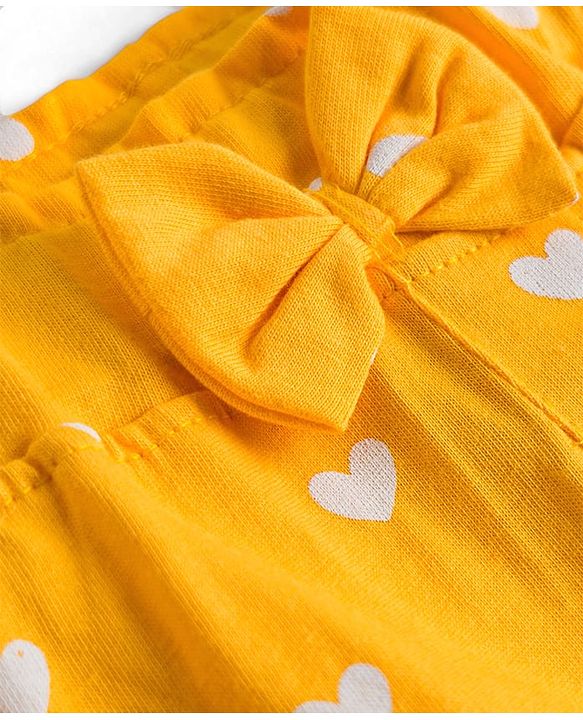 Babyhug Cotton Jersey Knit Full Length Hearts Printed Lounge Pants With Bow Pack Of 3 - Multicolour