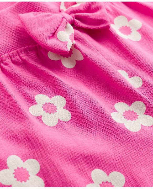 Babyhug Single Jersey Knit Full Length Lounge Pants with Floral & Polka Dot Print Bow Applique Pack of 3 - Multicolor