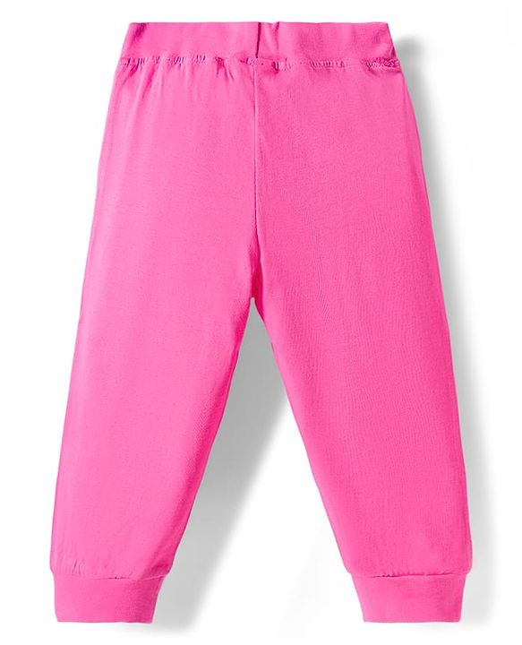Babyhug Cotton Jersey Knit Full Length Lounge Pants With Floral & Hearts Print With Bow Applique Pack Of 3 - Multicolour