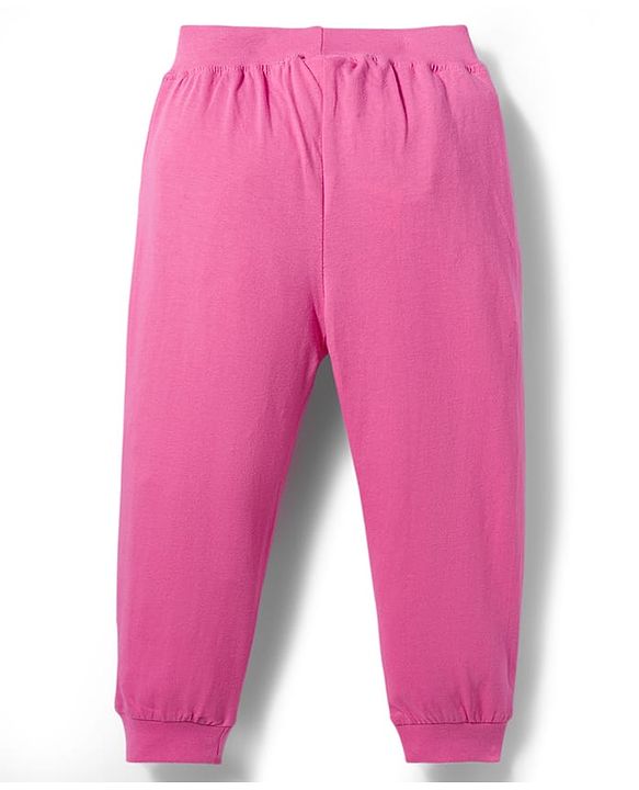 Babyhug Cotton Knit Full Length Lounge Pant With Floral Print Pack Of 2 - Pink & Yellow