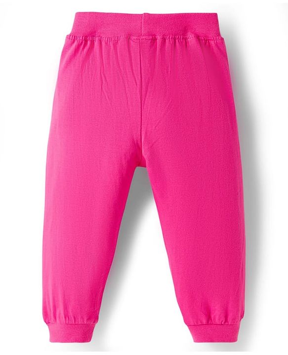 Babyhug Cotton Knit Full Length Lounge Pants with Floral & Text Print Pack of 2 - Multicolour