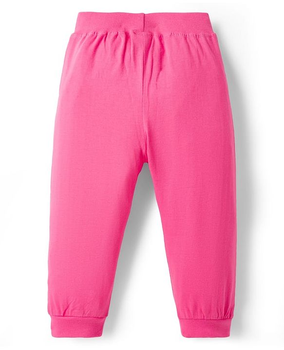 Babyhug Cotton Knit Full Length Lounge Pants with Polka Dots Pack of 2 - Navy Blue & Pink