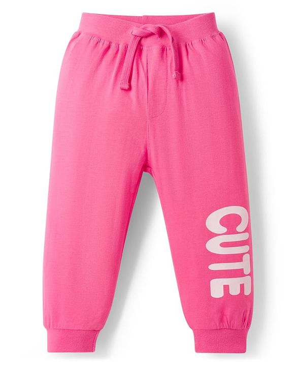 Babyhug Cotton Knit Full Length Lounge Pants with Polka Dots Pack of 2 - Navy Blue & Pink