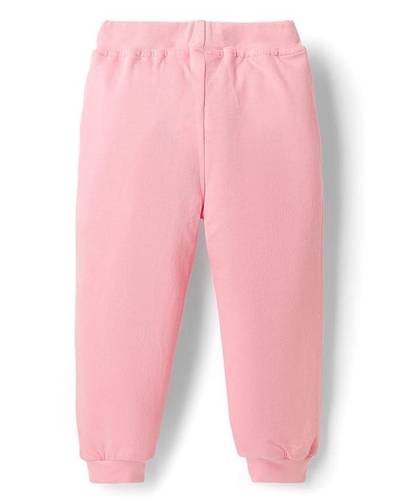 Babyhug Looper Knit Full Length Lounge Pant With Bunny Applique - Pink