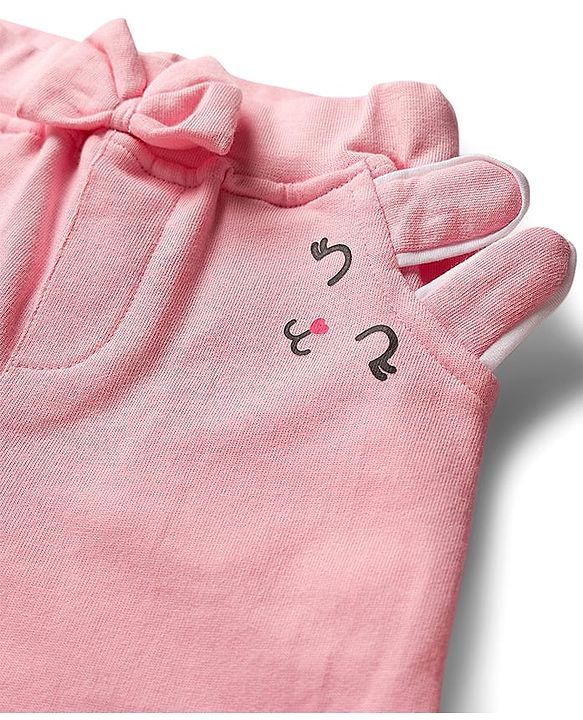 Babyhug Looper Knit Full Length Lounge Pant With Bunny Applique - Pink