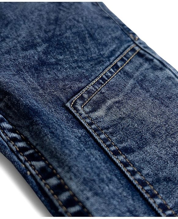 Babyhug Full Length Washed Denim Jeans With Stretch - Blue