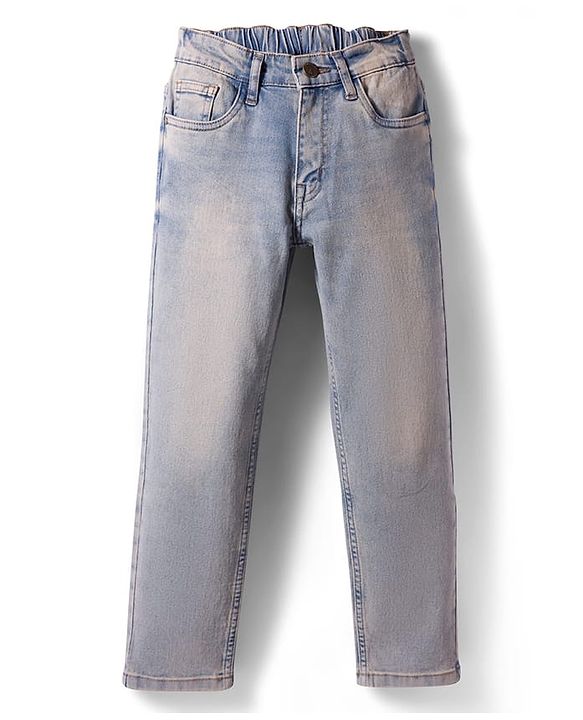 Pine Kids Denim Woven Full Length Solid Jeans - Light Blue