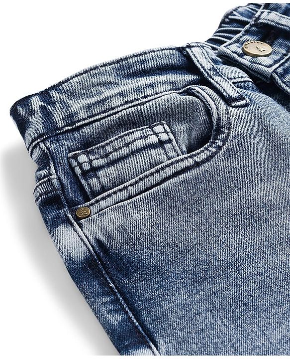 Pine Kids Woven Full Length Solid Denim Jeans - Blue