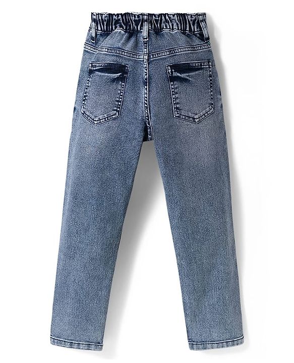 Pine Kids Woven Full Length Solid Denim Jeans - Blue