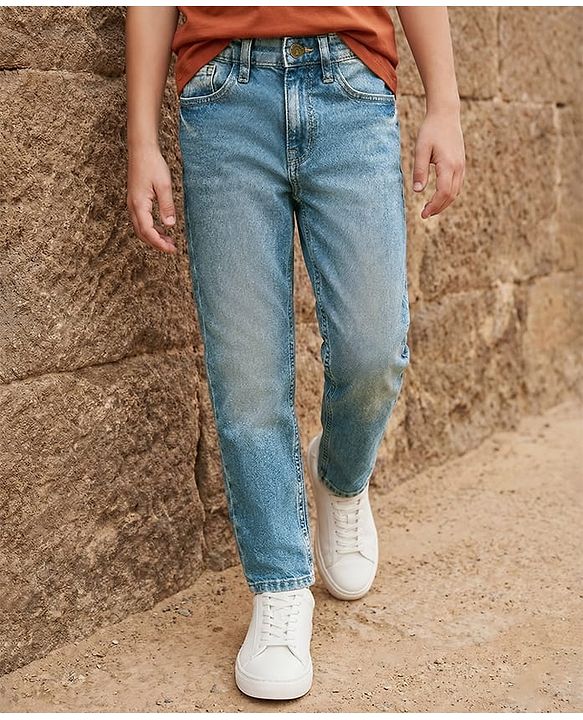 Pine Kids Denim Woven Full Length Tinted Jeans - Blue