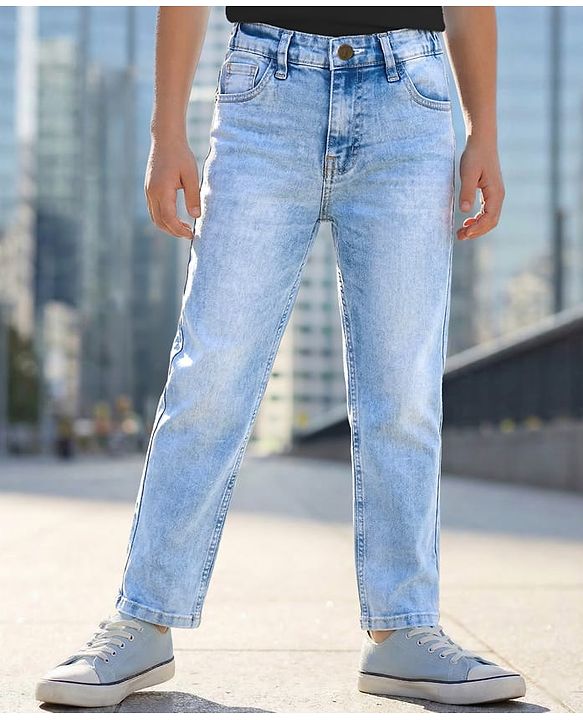 Pine Kids Full Length Washed Denim Jeans - Light Blue