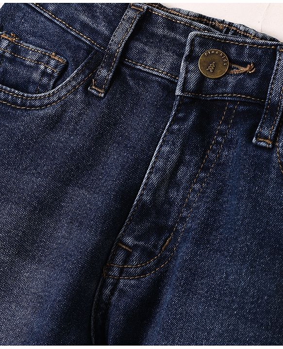 Pine Kids Denim Woven Full Length Washed Jeans - Blue