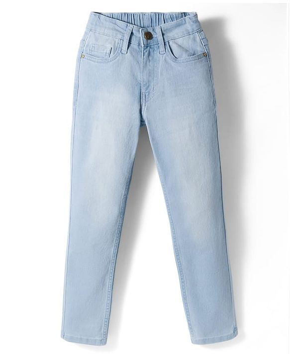 Pine Kids Denim Woven Full Length Washed Jeans - Light Blue