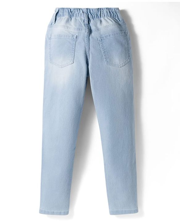 Pine Kids Denim Woven Full Length Washed Jeans - Light Blue