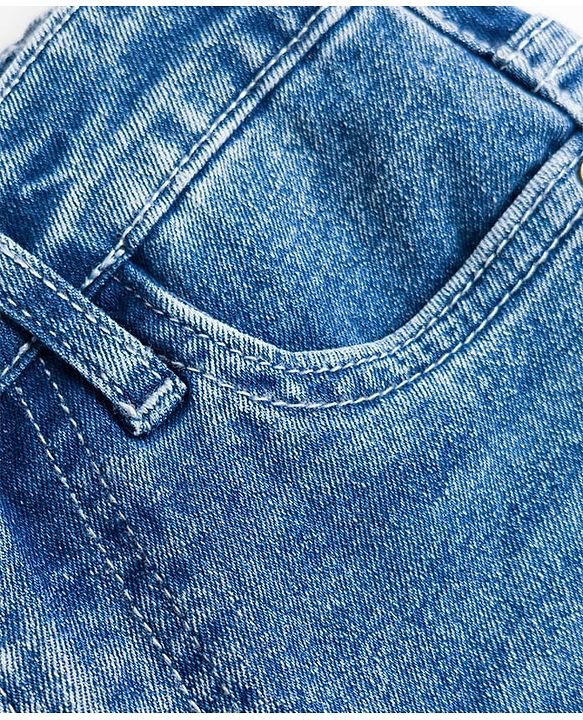 Pine Kids Denim Woven Full Length Solid Colour Washed Jeans - Blue
