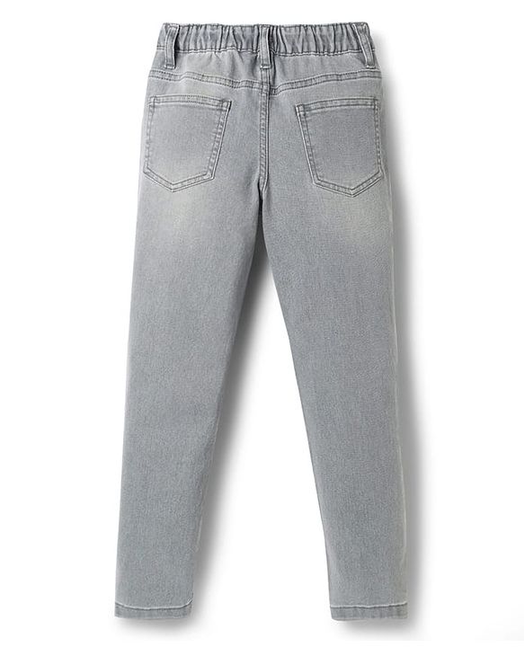 Pine Kids Denim Woven Full Length Washed Jeans - Grey
