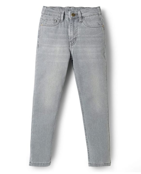 Pine Kids Denim Woven Full Length Washed Jeans - Grey