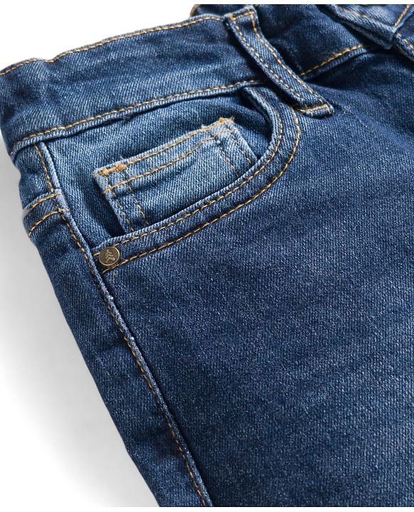 Pine Kids Woven Full Length Solid Denim Jeans - Navy Blue