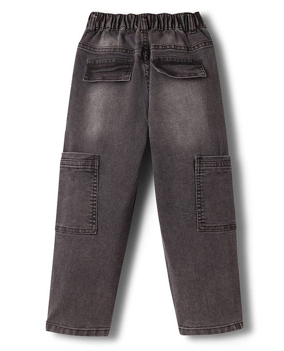 Pine Kids Denim Woven Cut N Sew Washed Jeans - Black