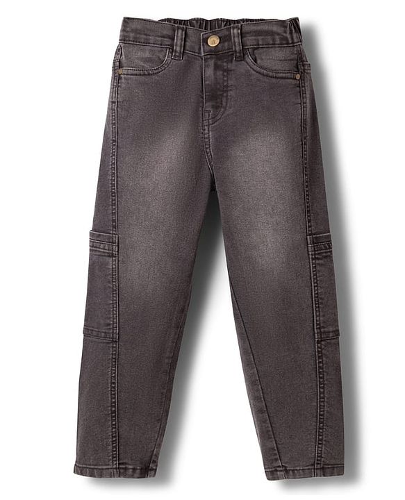 Pine Kids Denim Woven Cut N Sew Washed Jeans - Black