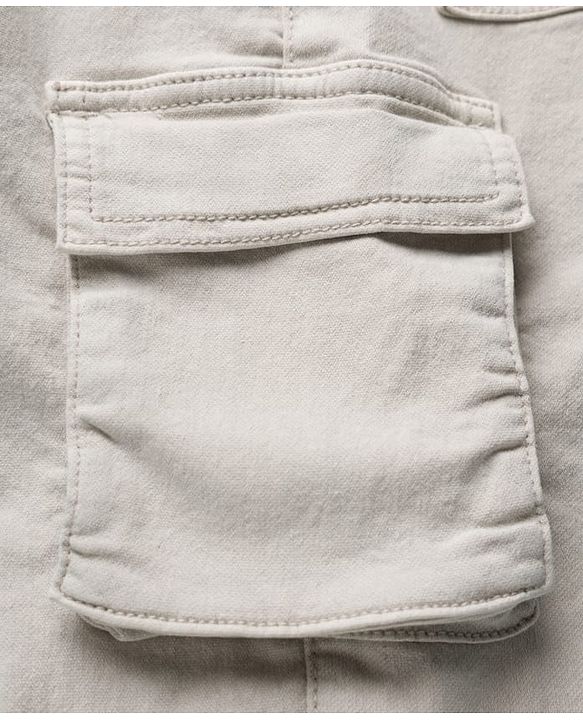 Pine Kids Denim Woven Full Length Jeans With Cargo Pocket - Off White
