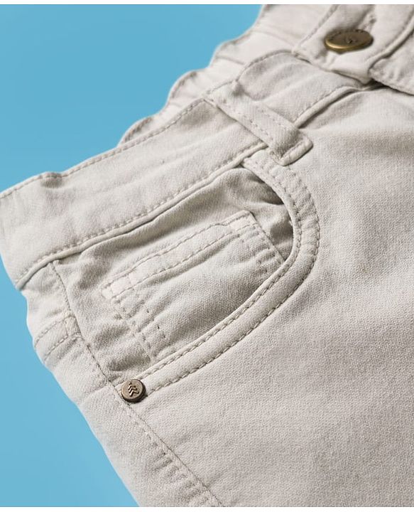 Pine Kids Denim Woven Full Length Jeans With Cargo Pocket - Off White