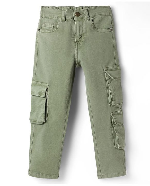 Pine Kids Denim Woven Full Length Jeans With Cargo Pocket - Off White