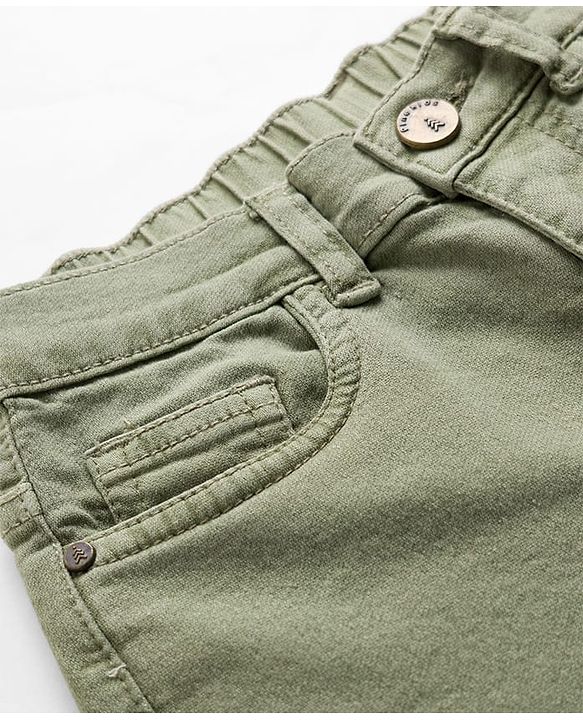 Pine Kids Denim Woven Full Length Jeans With Cargo Pocket - Off White