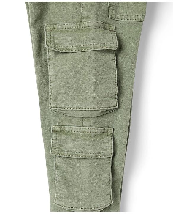 Pine Kids Denim Woven Full Length Jeans With Cargo Pocket - Off White