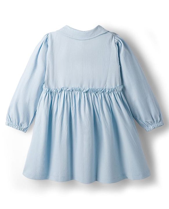 Babyug Single Jersey Knit Full Sleeves Best Day Ever Text Printed Frock with Bloomer - Blue