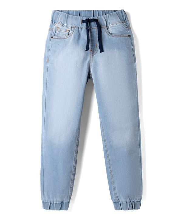 Pine Kids Woven Full Length Solid Denim Jeans - Light Blue