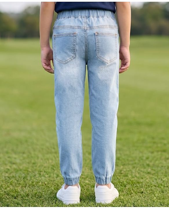 Pine Kids Woven Full Length Solid Denim Jeans - Light Blue