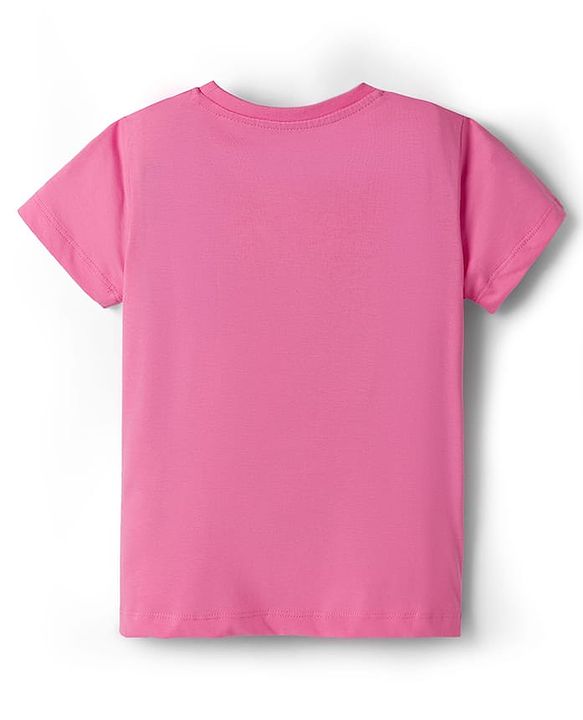 Pine Kids Cotton Knit Half Sleeves T-Shirt With Floral Print - Pink