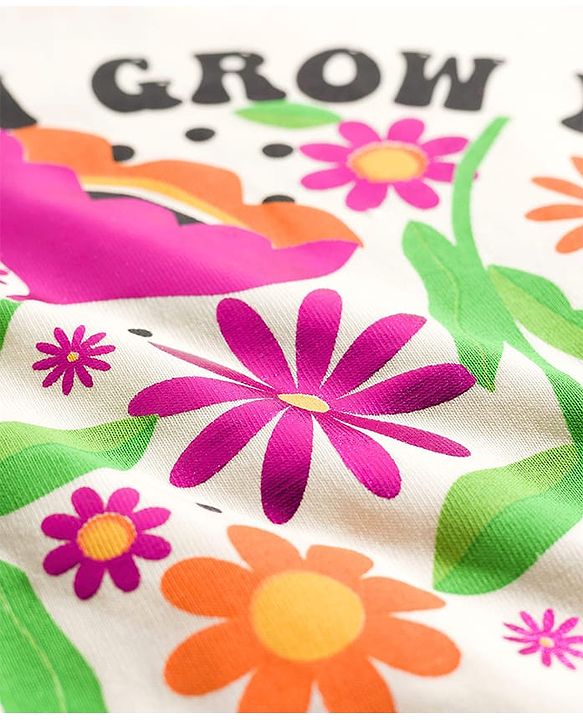 Pine Kids 100% Cotton Knit Half Sleeves Floral Printed T-Shirt - White