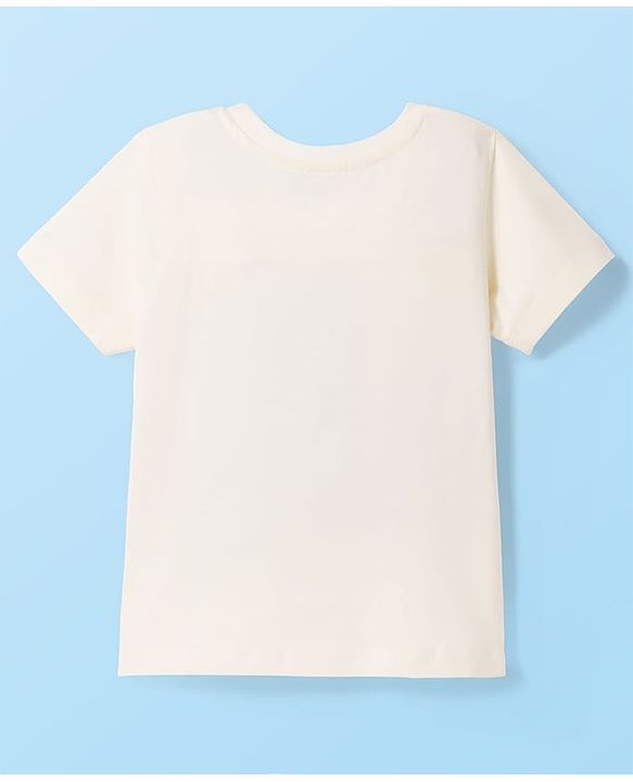 Pine Kids 100% Cotton Knit Half Sleeves Floral Printed T-Shirt - White
