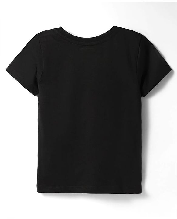 Pine Kids 100% Cotton Knit Half Sleeves Floral Printed T-Shirt - Black