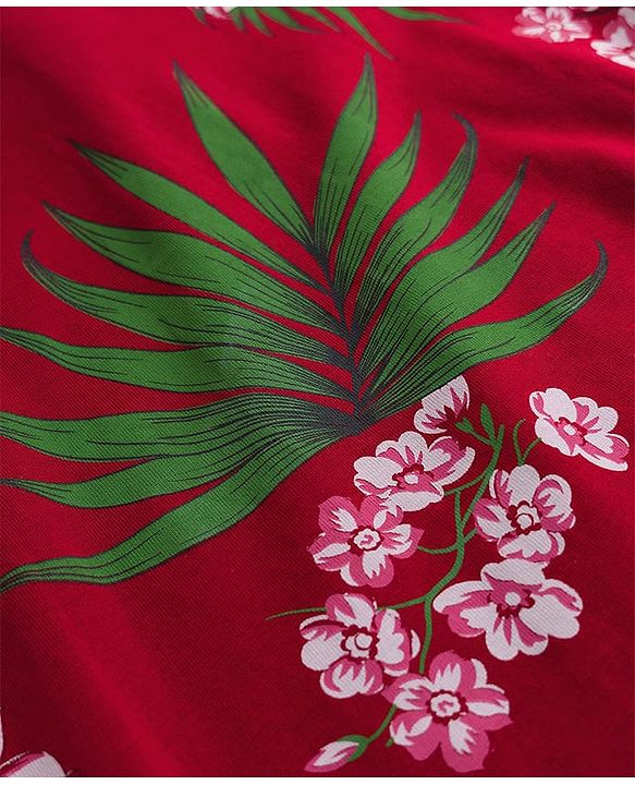 Pine Kids 100% Cotton Knit Half Sleeves Floral Printed Polo T-Shirt - Maroon