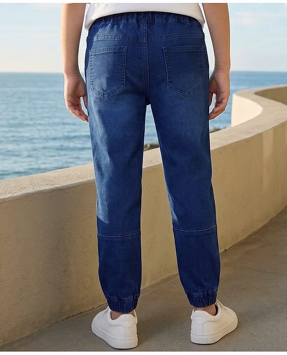 Pine Kids Woven Full Length Solid Denim Jeans - Navy Blue