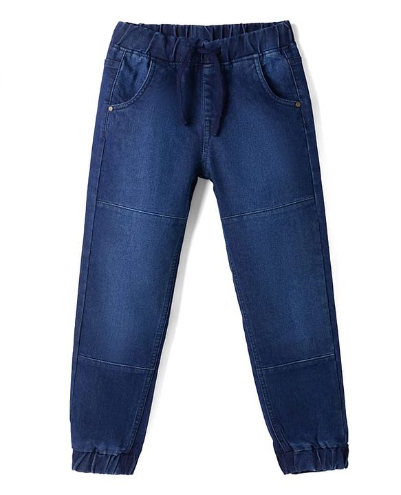 Pine Kids Woven Full Length Solid Denim Jeans - Navy Blue