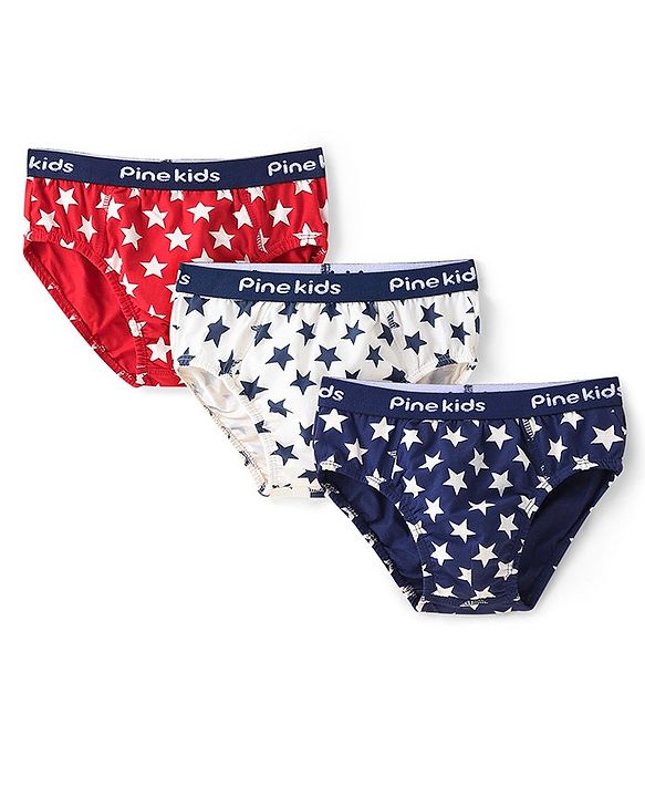 Pine Kids Cotton Elastane Knit Briefs Pack of 3 (Color May Vary)