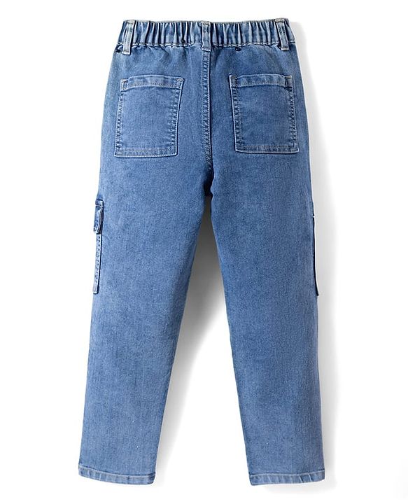 Pine Kids Denim Woven Full Length Cut & Sew Solid Color Jeans with Pocket - Blue