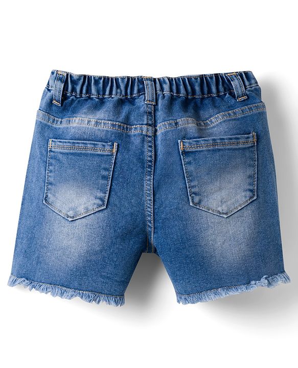 Pine Kids Denim Woven Washed  Shorts - Blue