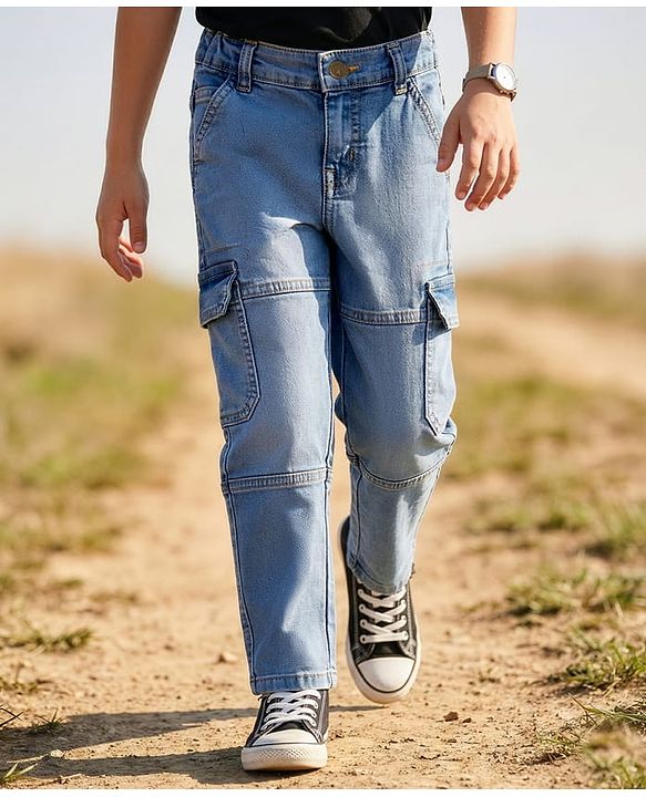 Pine Kids Denim Woven Cut N Sew Jeans With Pockets - Blue