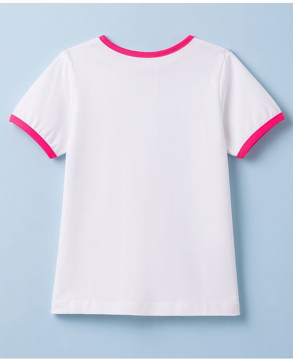 Pine Kids Single Jersey Knit Half Sleeves T-Shirt & Pyjama Night Suit with Bow & Camouflage Print - White
