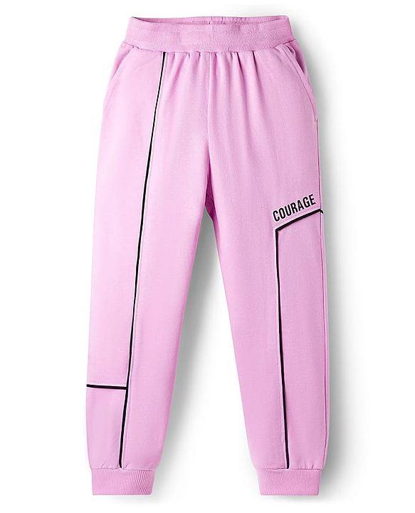 Pine Kids Knit Full Length Lounge Pant With Text Print - Purple