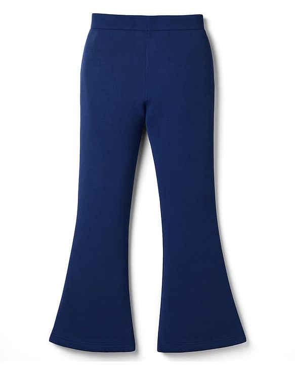 Pine Kids Cotton Lycra Knit Full Length Solid Bootcut Leggings - Navy Blue