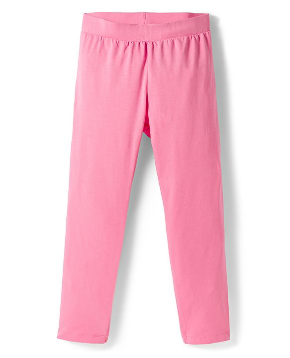 Pine Kids Cotton Lycra Knit Leggings with Floral Print Pack of 2 - Navy Blue & Pink