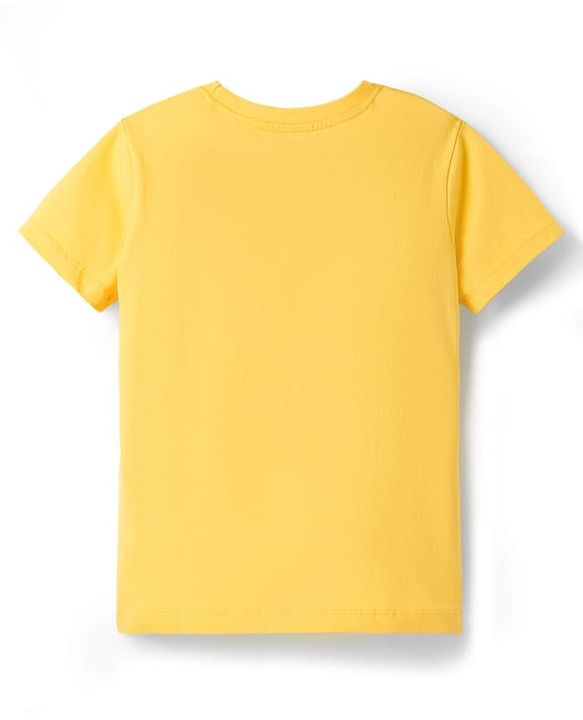 Pine Kids Cotton Knit Half Sleeves Shorts Night Suit With Text Print - Yellow