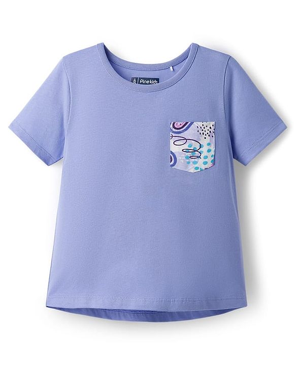 Pine Kids Cotton Knit Half Sleeves Capri Night Suit With Heart Print - Lavender