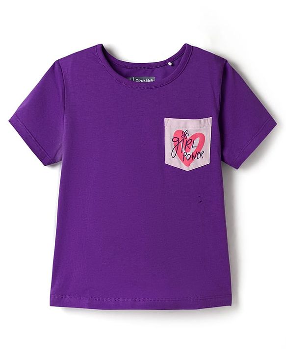 Pine Kids Cotton Knit Half Sleeves Capri Night suit With Floral Print - Lavender